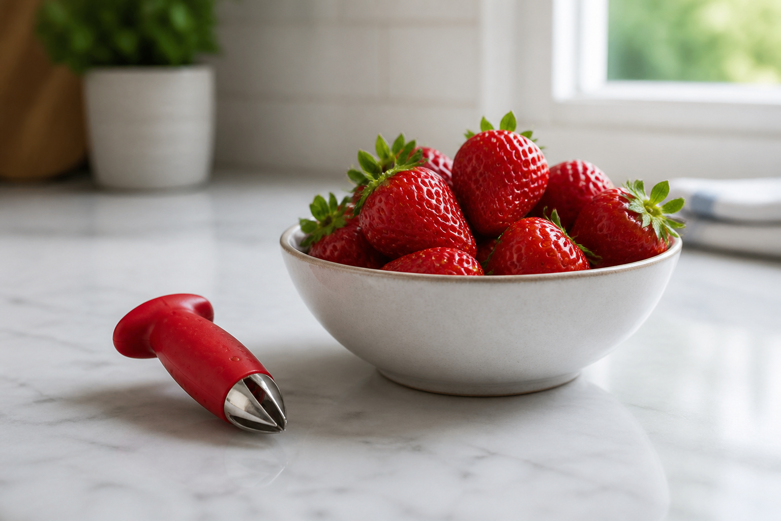 A strawberry huller